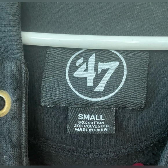 47 Brand Los Angeles Kings Black Cotton Blend Lacer Hoodie Sweatshirt; size S - Picture 5 of 8